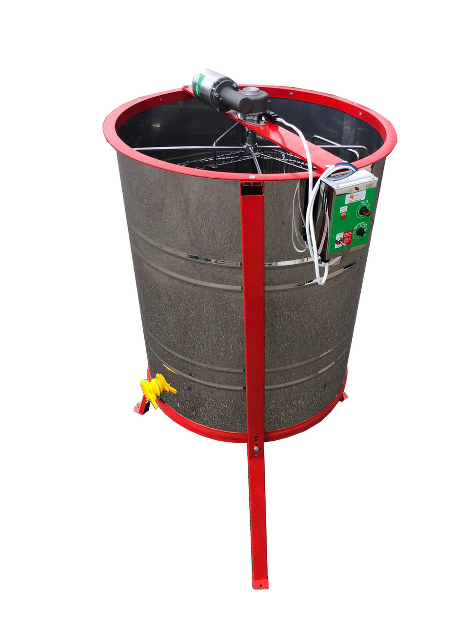 Медогонка 4-х Рамкову. Нержавіюча, Поворотна. Касети зварні, З ГОРИЗОНТАЛЬНИМ ЕЛЕКТРОПРИВОДОМ. З ПІДСТАВКОЮ, фото 1