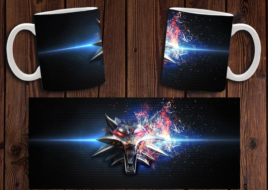 Чашка біла керамічна з принтом "Відьмак" Witcher ABC