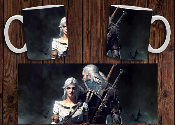 Чашка біла керамічна з принтом "Відьмак" Witcher ABC, фото 1
