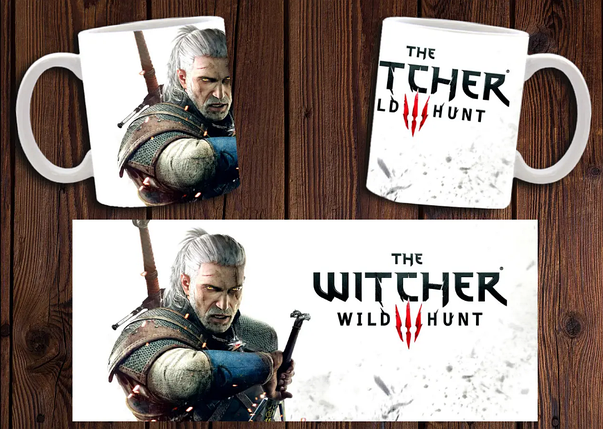 Чашка біла керамічна з принтом "Відьмак" Witcher ABC, фото 1