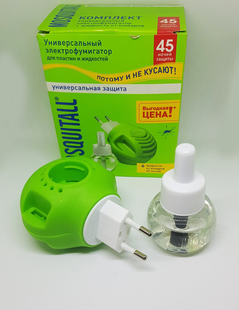 Комплект електрофумігатор із рідиною захист від комарів і комах mosquitall на 45 ночей