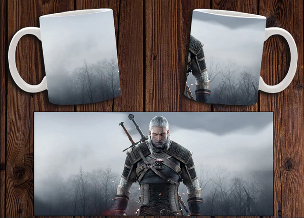 Чашка біла керамічна з принтом "Відьмак" Witcher ABC, фото 1