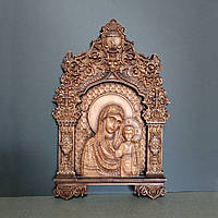 Икона Казанская Божья Матерь в резном киоте деревянная Размер 18 х 27 см.