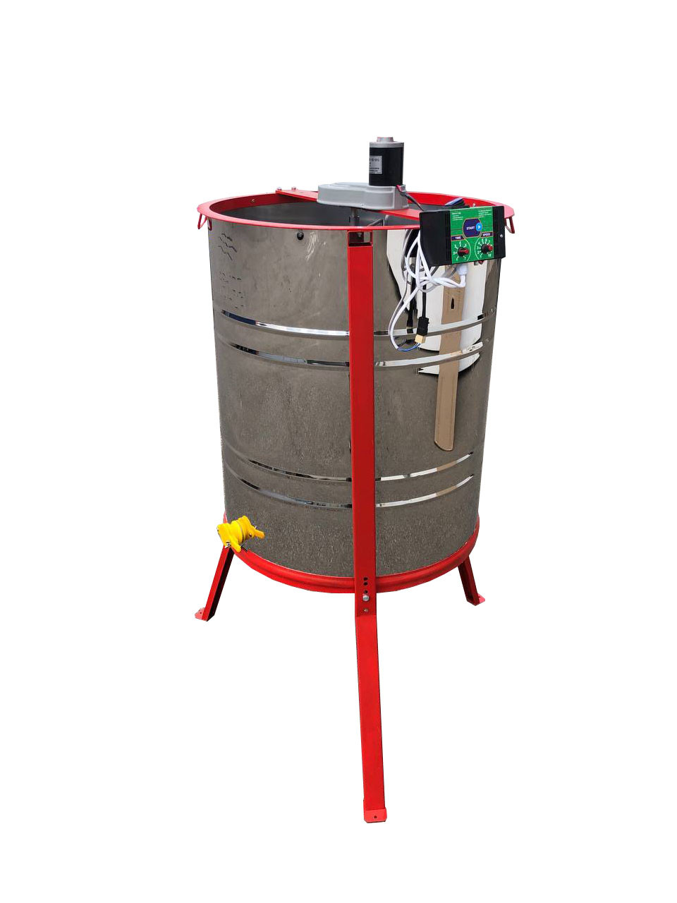 Медогонка 4-х Рамкову. Нержавіюча, Поворотна. Касети зварні, пофарбовані порошковою фарбою. З ЕЛЕКТРОПРИВОДОМ, фото 1