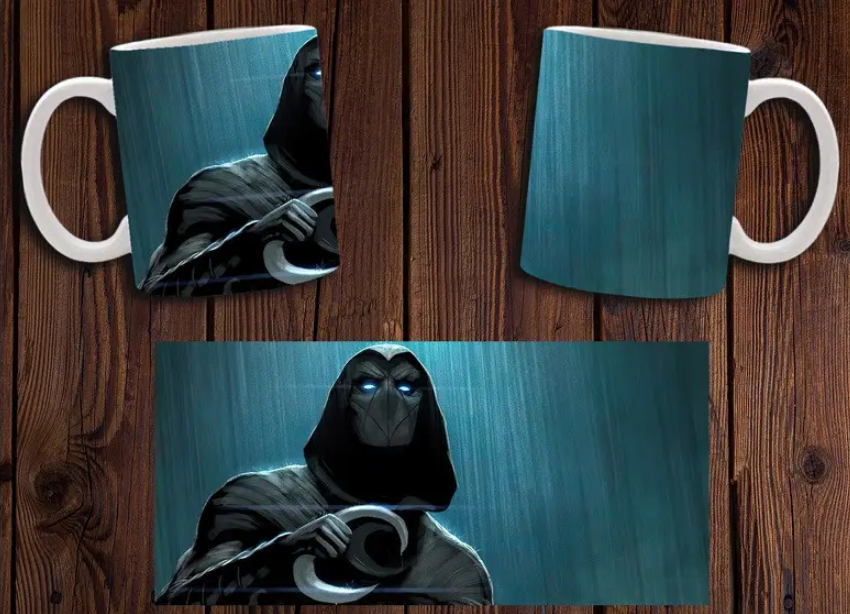 Чашка белая керамическая с принтом  "Місячний лицар" Moon Knight  ABC