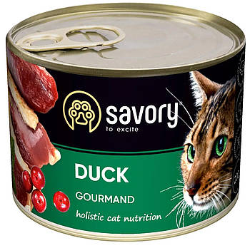 Повнораціонний вологий корм для котів з качкою Savory 200 г