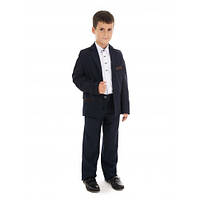 Детский школьный костюм в клетку пиджак и брюки для мальчика синий 128