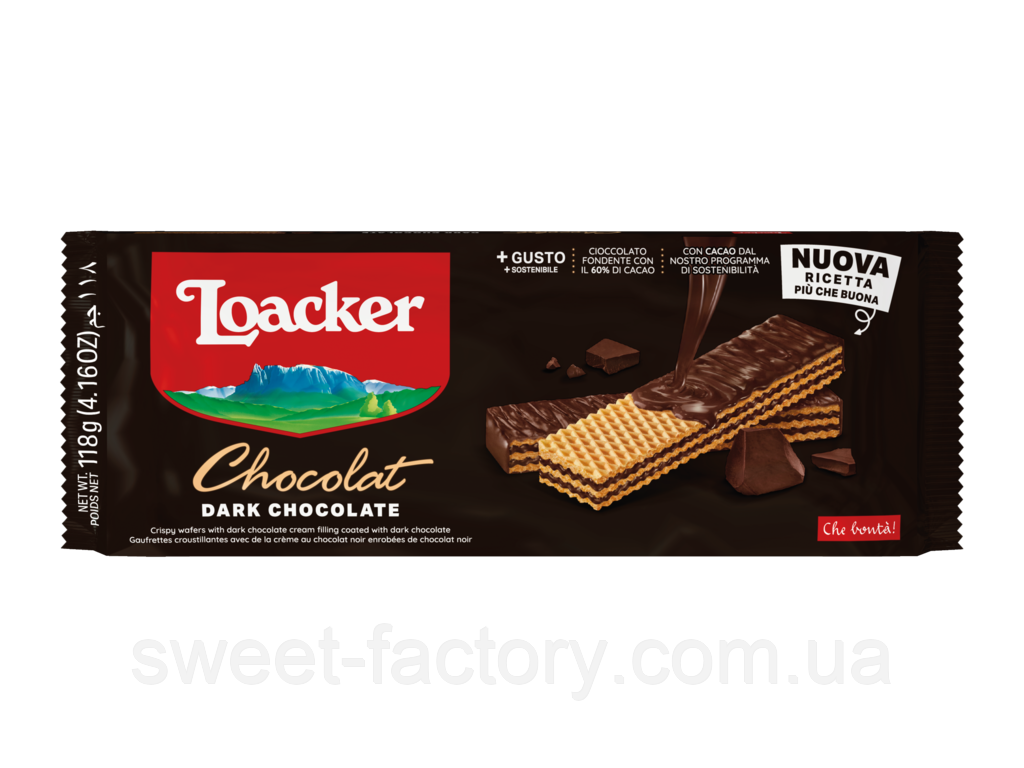 Вафлі Loacker Chocolat Dark Chocolate 118g, фото 1