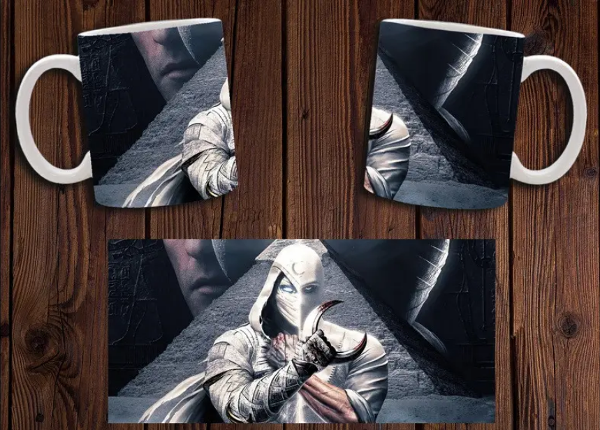 Чашка белая керамическая с принтом  "Місячний лицар" Moon Knight  ABC