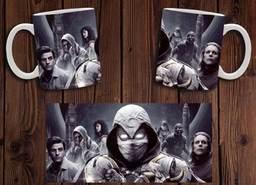 Чашка белая керамическая с принтом  "Місячний лицар" Moon Knight  ABC