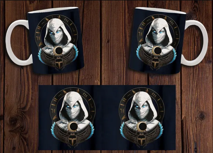 Чашка белая керамическая с принтом  "Місячний лицар" Moon Knight  ABC