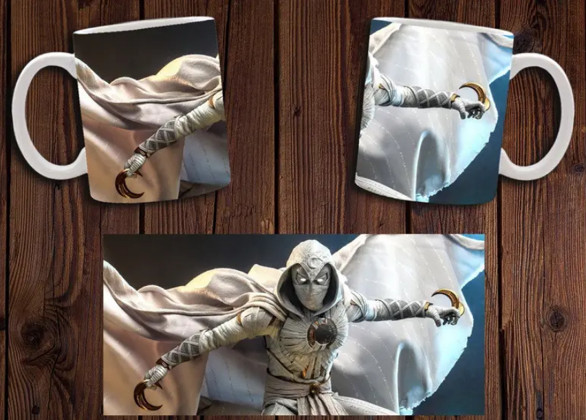Чашка белая керамическая с принтом  "Місячний лицар" Moon Knight  ABC