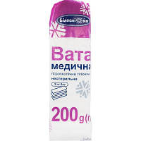 Вата медична гігроскопічна нестерильна зіг-заг 200 г Білосніжка