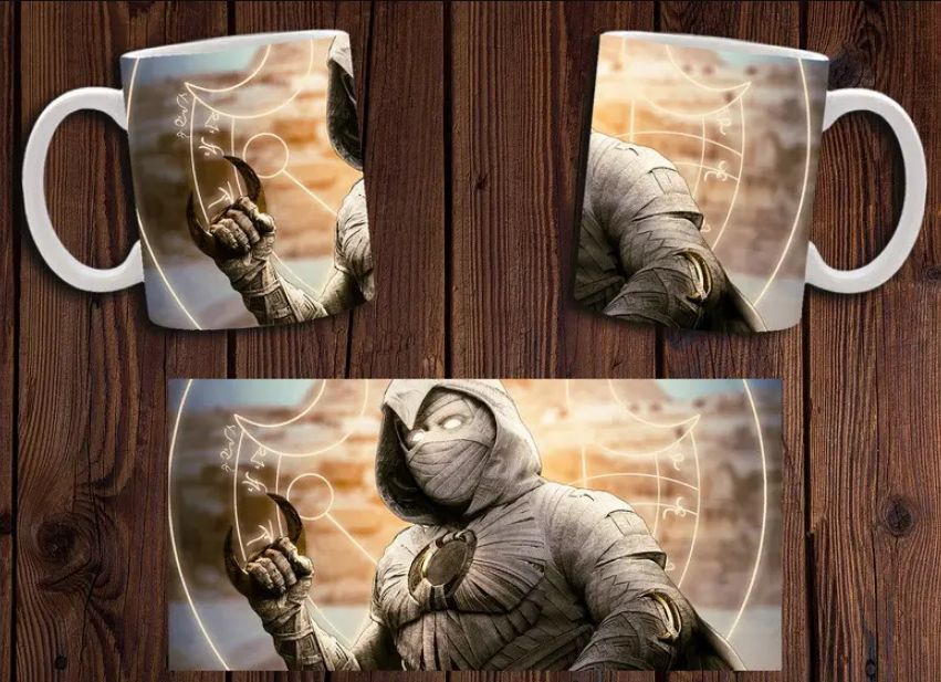 Чашка белая керамическая с принтом  "Місячний лицар" Moon Knight  ABC