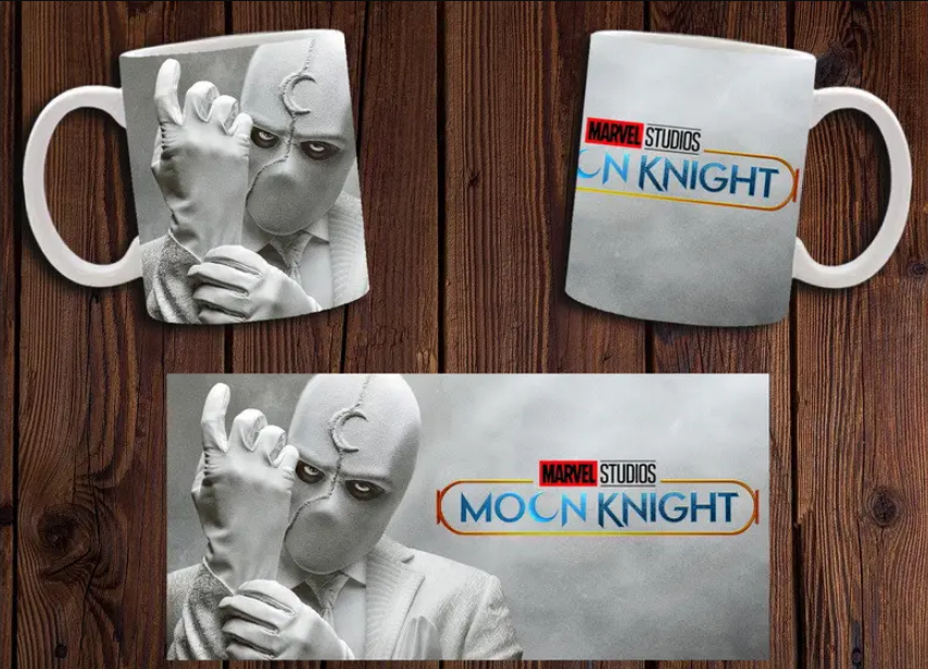 Чашка белая керамическая с принтом  "Місячний лицар" Moon Knight  ABC