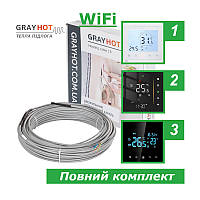 0,6 м² - Теплый пол под плитку GrayHot 15 нагревательный кабель 92W - 6м + программируемый c WiFi