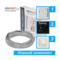 1,2 м² - Теплый пол под плитку GrayHot 15 нагревательный кабель 186W - 13м + механический терморегулятор