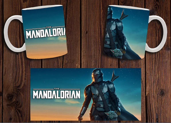 Чашка белая керамическая с принтом "Зоряні війни Мандалорец" Star Wars Mandalorian  ABC, фото 1