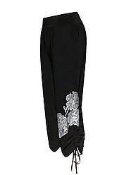Літні штани жіночі — капрі з візерунком Маки/на затяжках/великі розміри/бриджі та штани капрі літо/