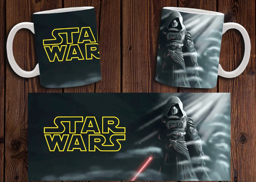 Чашка белая керамическая с принтом "Зоряні війни Мандалорец" Star Wars Mandalorian  ABC