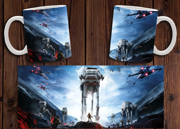 Чашка белая керамическая с принтом "Зоряні війни Мандалорец" Star Wars Mandalorian  ABC, фото 1