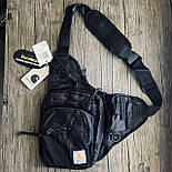 Сумка слінг Кархарт Carhartt WIP нагрудна чорна барсетка. Кархарт сумка через плече (месенджер сумка). Люкс, фото 3