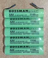 Акумулятор Bossman AAA 1100mAh 1,2 V Ni-Mh (d=10; l=43mm) + контакти