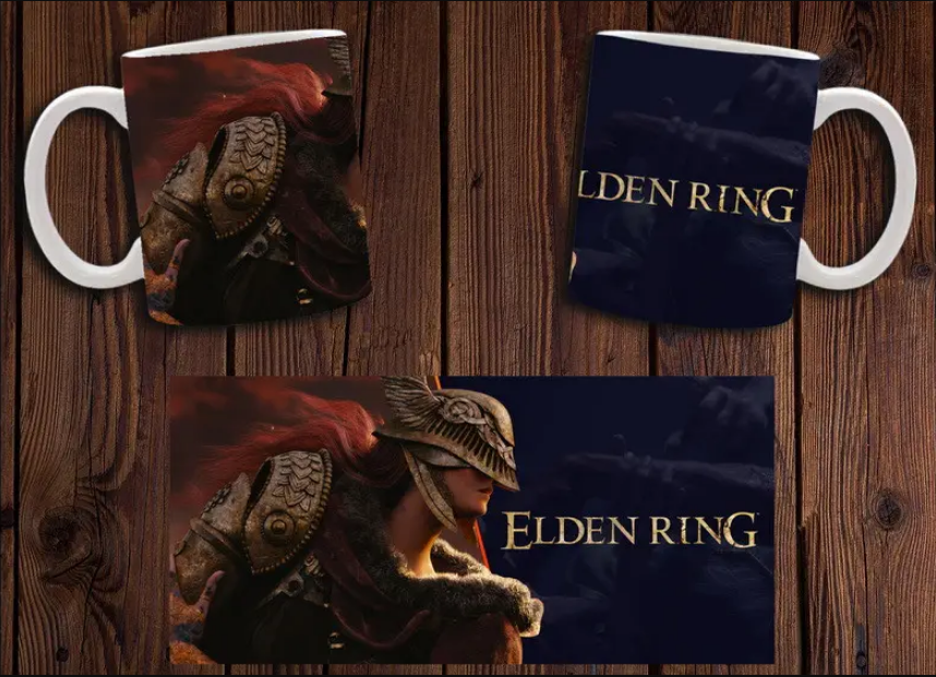 Чашка біла керамічна з принтом "Elden Ring" Елден ринг ABC