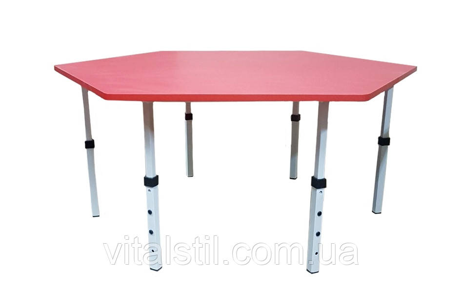Стіл для школяриків дитячий шестигранний 1360х1180 регульований по висоті 4-6 р.гр., фото 1