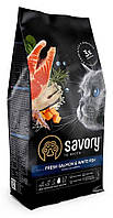Сухий корм для довгошерстих кішок зі свіжим лососем та білою рибою Savory 2 кг
