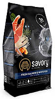 Сухой корм для длинношерстных кошек со свежим лососем и белой рыбой Savory 400 г