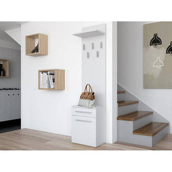 Вішалка для одягу, вішалка з тумбою до передпокою , колір Білий