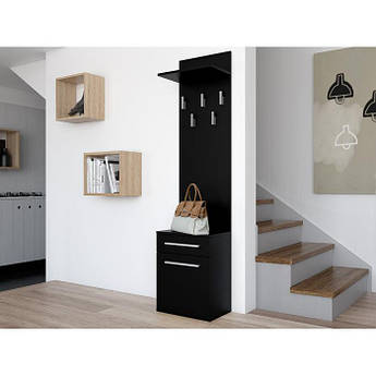 Вішалка для одягу, вішалка з тумбою в передпокій , колір Чорний