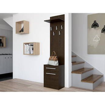 Вішалка для одягу, вішалка з тумбою в передпокій , колір Білий Венге магія