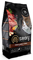 Сухой корм для кошек с чувствительным пищеварением со свежим мясом ягненка и индейки Savory 400 г