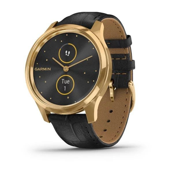 Vivomove Luxe 24K Gold PVD Stainless Steel Case with Black Embossed Italian Leather Band