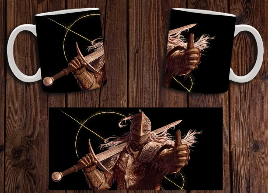 Чашка біла керамічна з принтом "Elden Ring" Елден ринг ABC