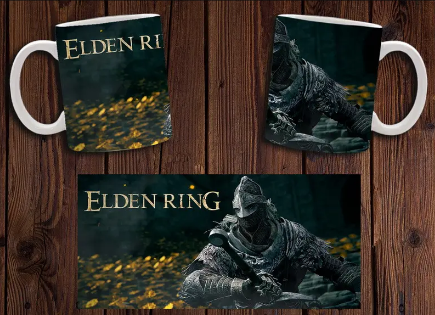 Чашка біла керамічна з принтом "Elden Ring" Елден ринг ABC