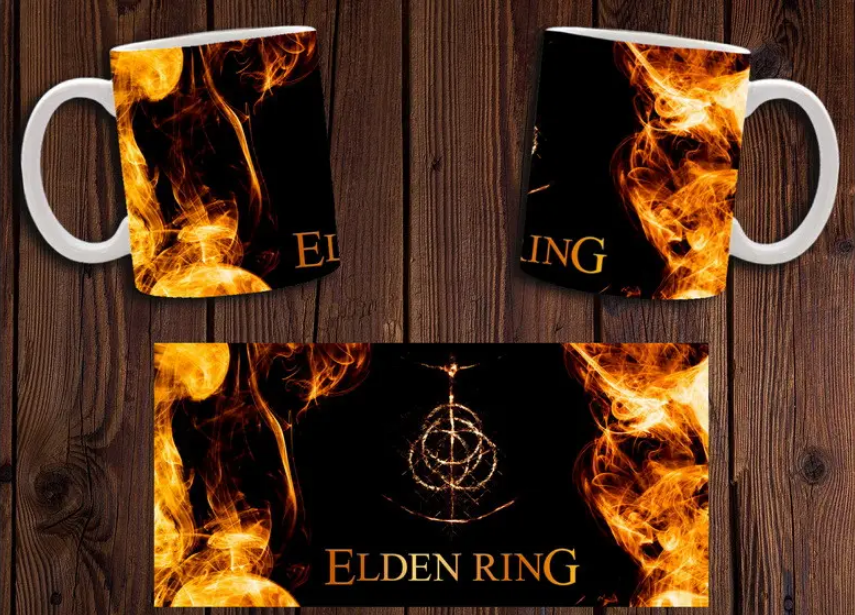 Чашка біла керамічна з принтом "Elden Ring" Елден ринг ABC