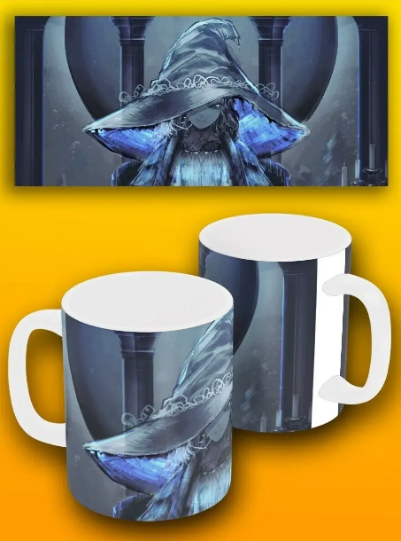 Чашка біла керамічна з принтом "Elden Ring" Елден ринг ABC