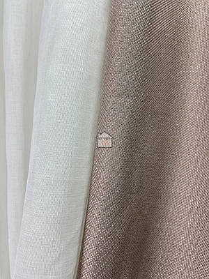 Мішковина тканина для штор однотонна рогожка колір 34 бежево пудровий