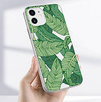 Противоударный чехол для Apple iPhone 7 / 8 / SE 2020 silicone case green leaves прозрачный