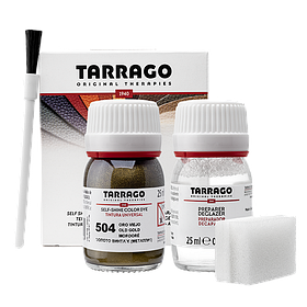 Барвник для гладкої шкіри та текстилю + очисник Tarrago Color Dye 25 мл + 25 мл колір золотистий металік (504)