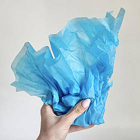 Папір тішью 75*50см лист (блакитний), пакувальний папіросний