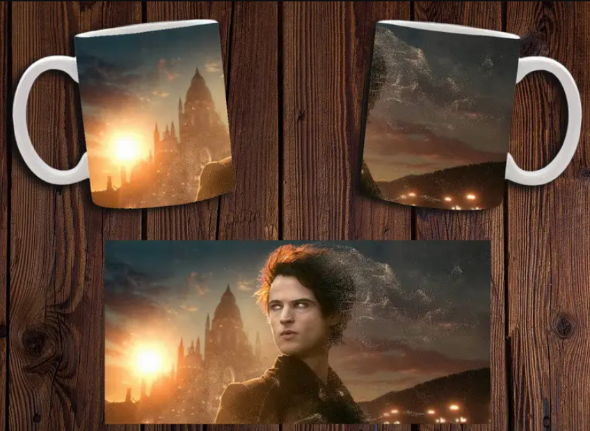 Чашка белая керамическая с принтом  "Пісочний чоловік"  The Sandman  ABC