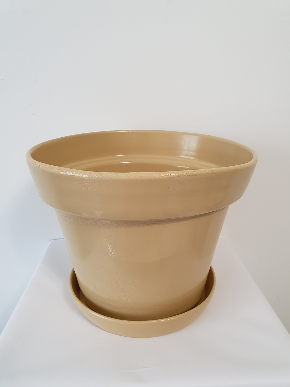 Горщик / вазон для квітів 10 л., з піддоном, кімнатних (домашніх) рослин, бежевий, фото 1