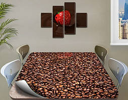 Силіконова скатертина м’яке скло з фотодруком Кавові зерна 60 х 100 см (1,2 мм)