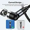 Магнітний поворотний кабель TOPK AM59 LED / Lightning(iPhone) для заряджання 1m 2.4A Black 540°, фото 10
