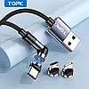 Магнітний поворотний кабель TOPK AM59 LED / Lightning(iPhone) для заряджання 1m 2.4A Black 540°, фото 3