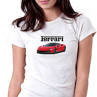 Футболка жіноча біла "Ferrari"